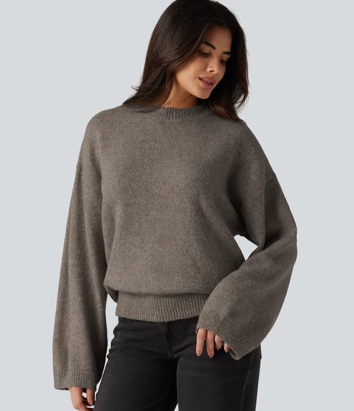 Pull Élégant à Col Montant & Manches Longues