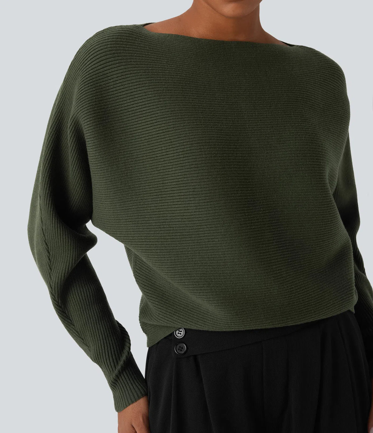 Pull Décontracté à Col Bateau & Manches Chauve-Souris