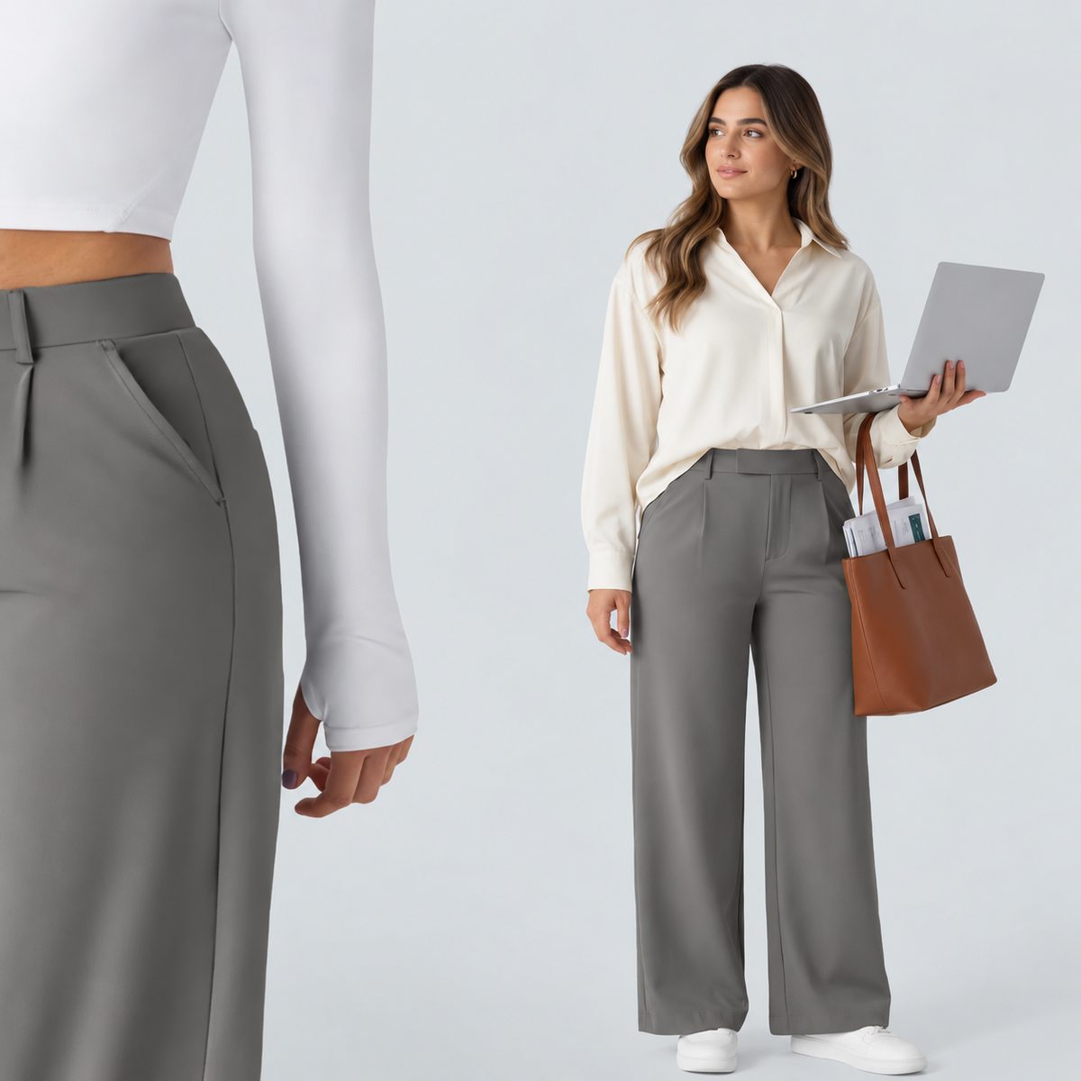 Pantalon Morgan Flex™ Taille Haute à Jambe Droite avec Poches