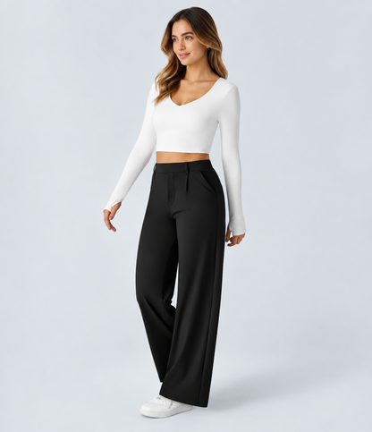 Pantalon Morgan Flex™ Taille Haute à Jambe Droite avec Poches