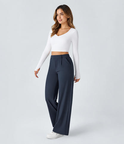 Pantalon Morgan Flex™ Taille Haute à Jambe Droite avec Poches